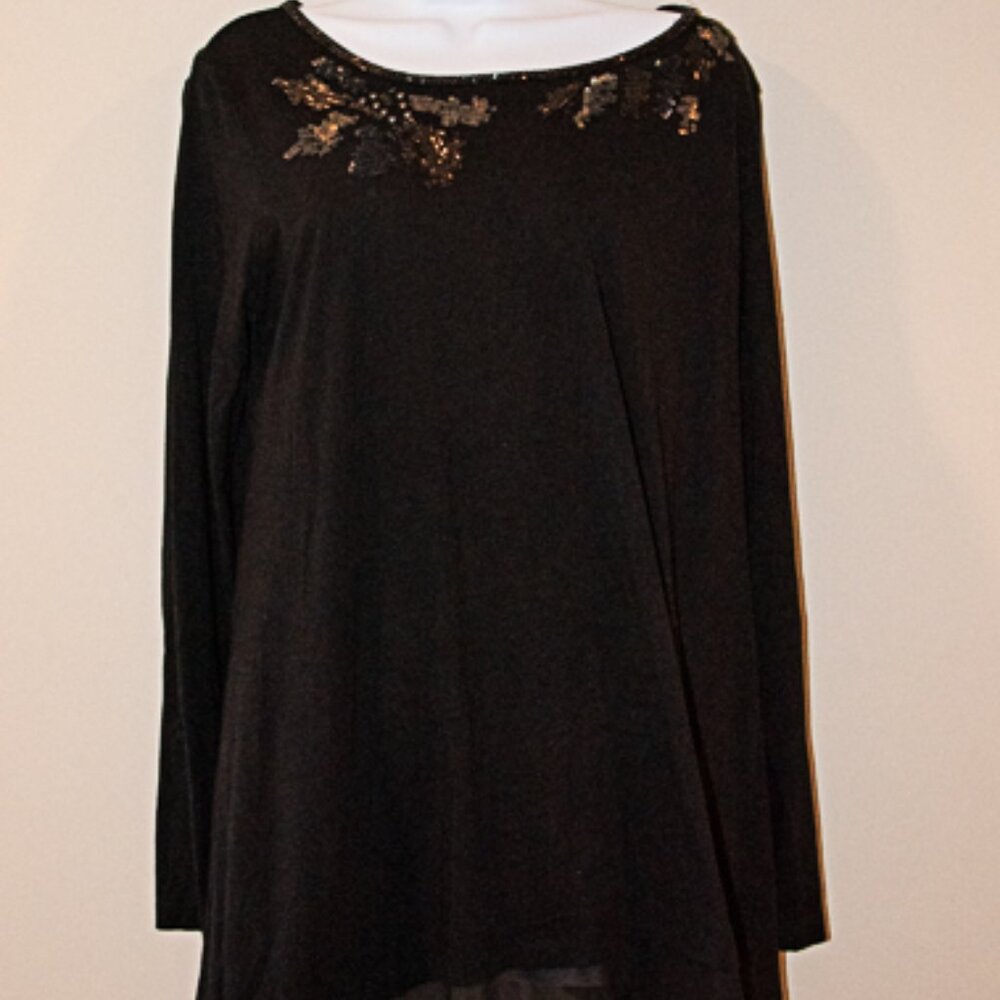 LOGO by Lori Goldstein Black Tunic Size Large